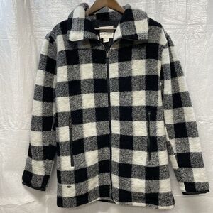 Bob Timberlake‎ Womens Buffalo Plaid Wool Blend Zip Up Jacket Coat Size L